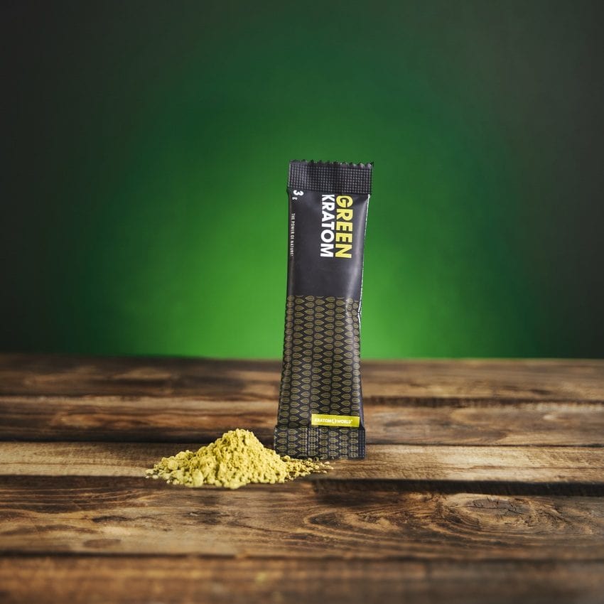 kratom world Green Pure Kratom 3g tasak – finom por Indonéziából, praktikus kis csomagolás Nyugat-Kalimantánból, minőségi zöld kratom a Kratom World-től