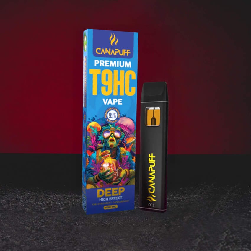 T9HC Vape 95% 1 ml Extreemly, egyszer használatos vape magas T9HC kannabinoid-tartalommal, intenzív eufórikus és stimuláló profil, édes trópusi és citrusos aroma, erőteljes és hosszan tartó kannabisz élmény, Kratom World eladás deep